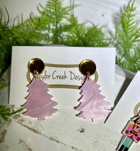 Pink Pearl Tree Earrings